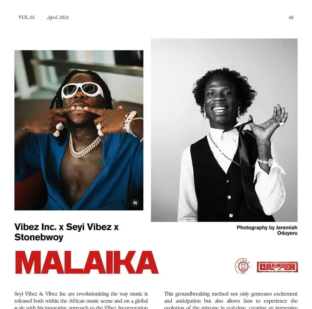 Vibez Inc – Malaika ft. Seyi Vibez & Stonebwoy featured image Vibez Inc – Malaika ft. Seyi Vibez & Stonebwoy – Vibez Inc Malaika ft Seyi Vibez Stonebwoy2
